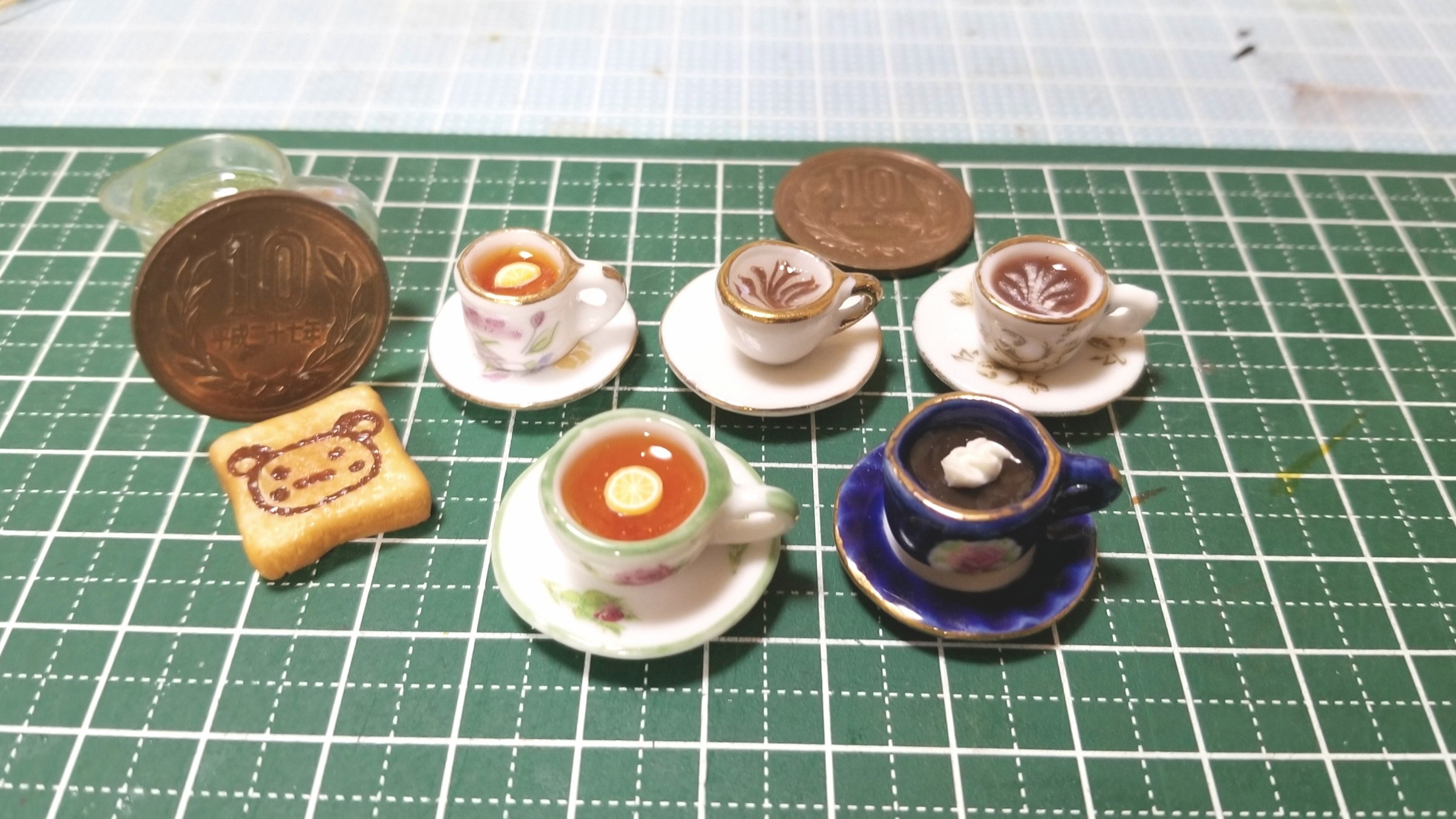 ミニチュアフード,製作過程途中,ドリンクの作り方,樹脂粘土,レジン