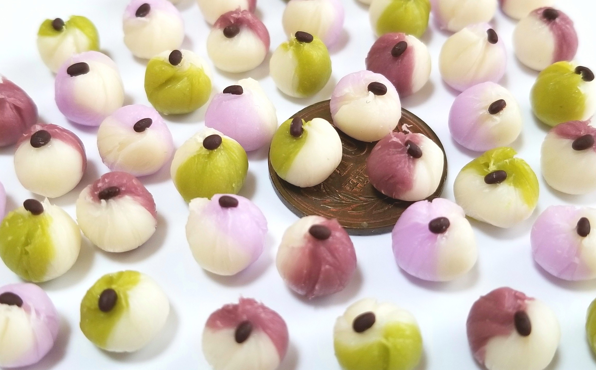 ミニチュアフード,和菓子,茶巾絞り,樹脂粘土,サンプル,シルバニア