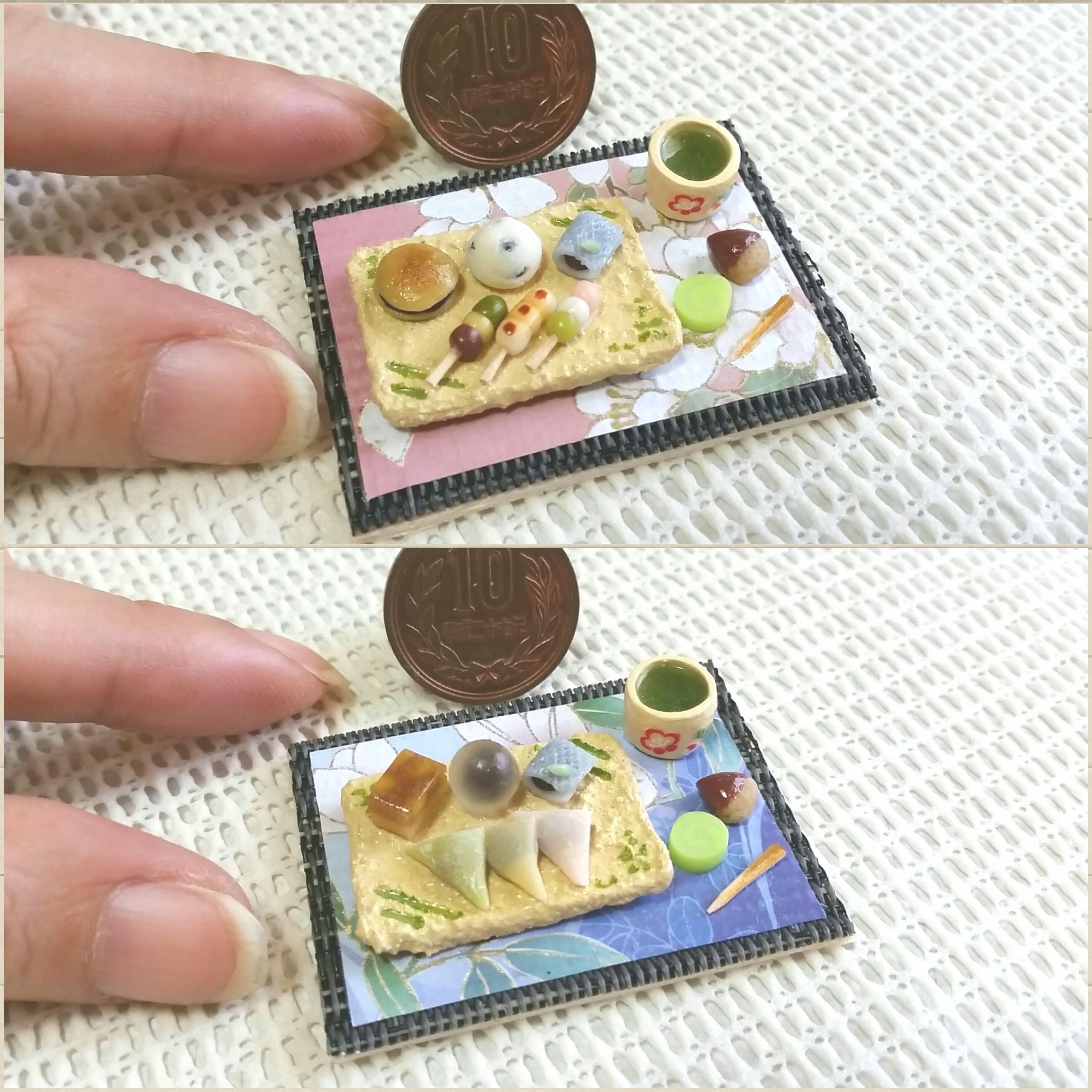 ミニチュアフード,甘味セット,和菓子,樹脂粘土,ドール用品,生八ッ橋