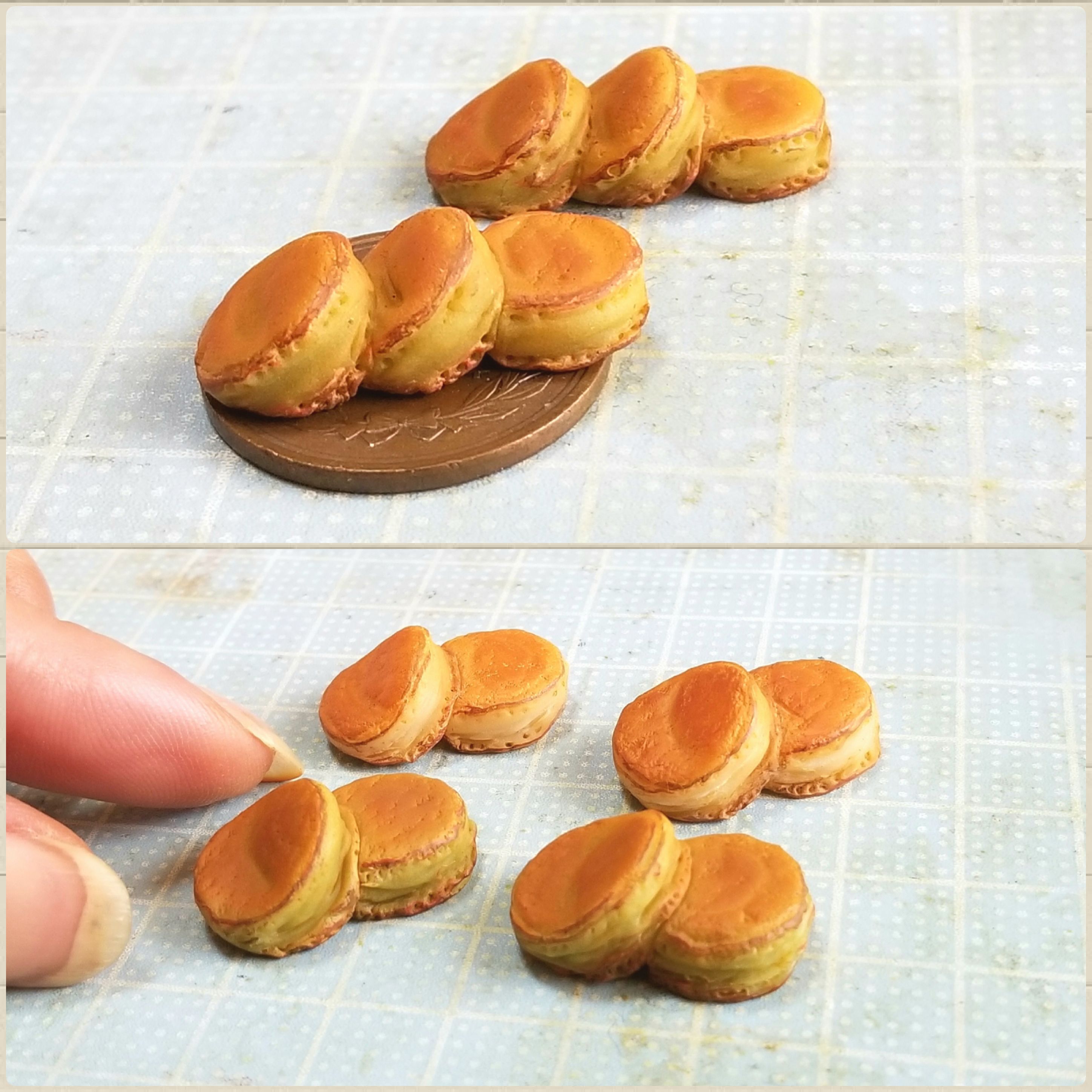 過去作品,ミニチュアフード,しっとり美味しいホットケーキ,樹脂粘土