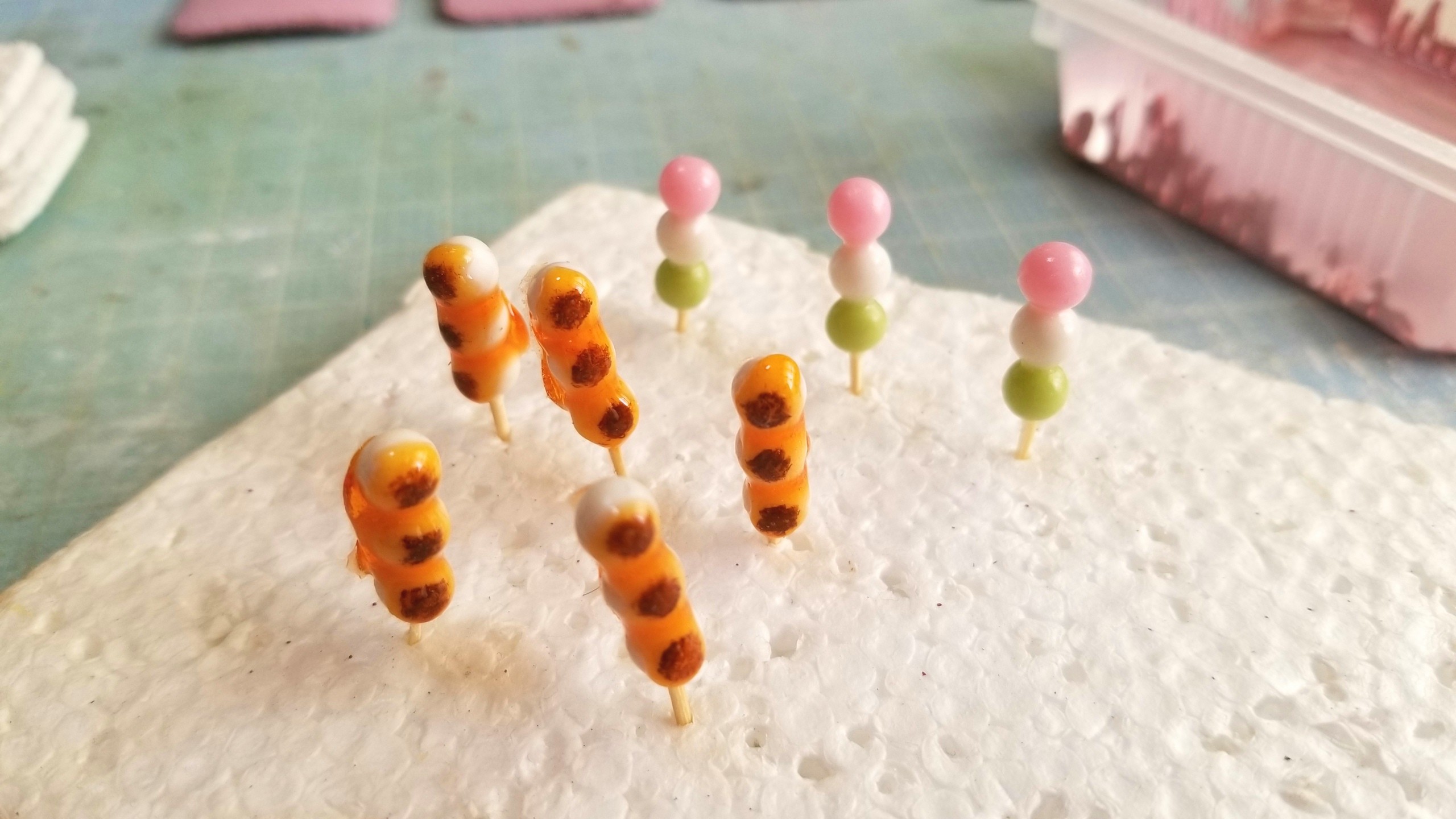 ミニチュアフード,お団子,和菓子,作り方,コツ,樹脂粘土,よもぎブログ