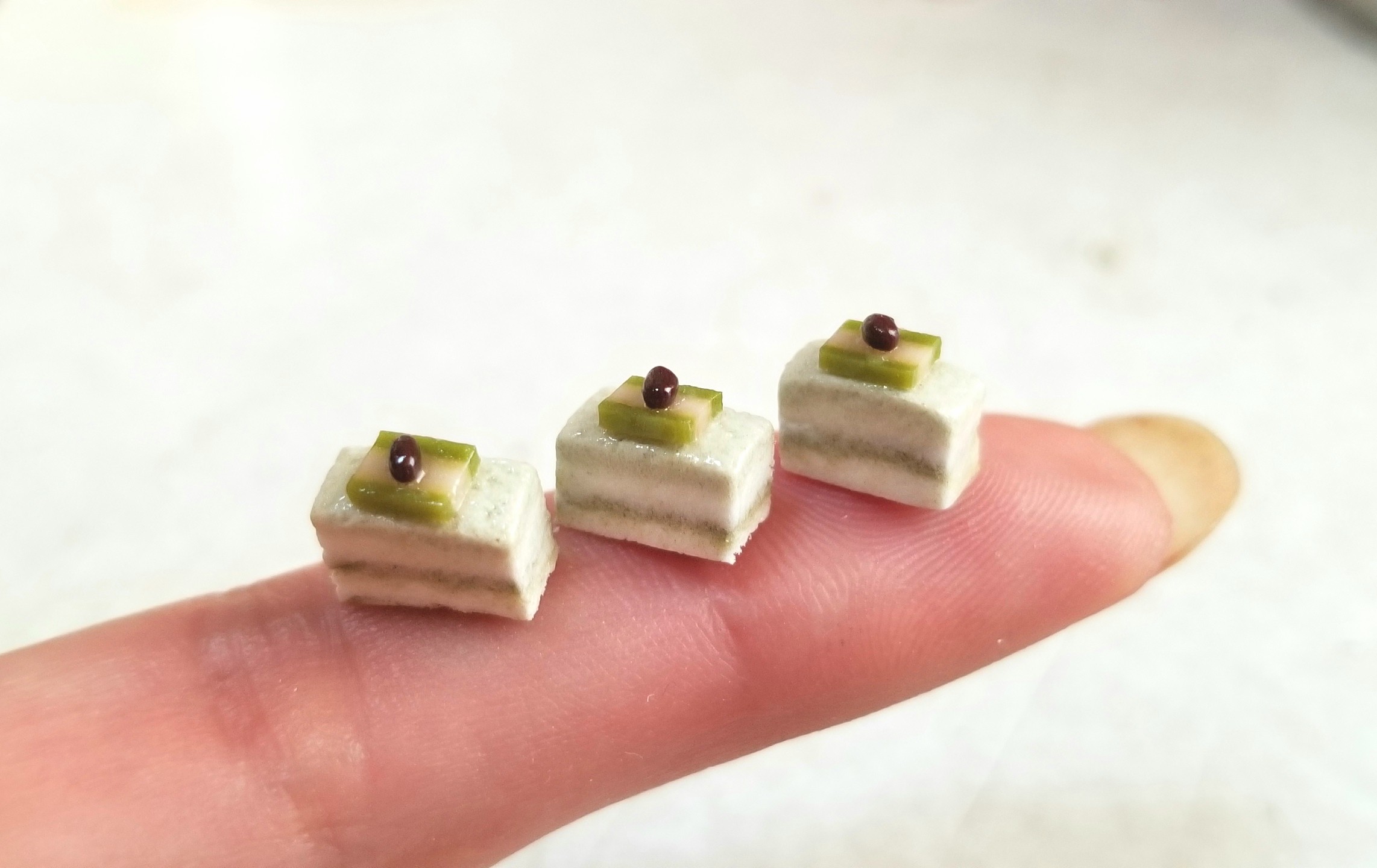 ミニチュアフード,和菓子,洋菓子,抹茶ムース,樹脂粘土,シルバニア