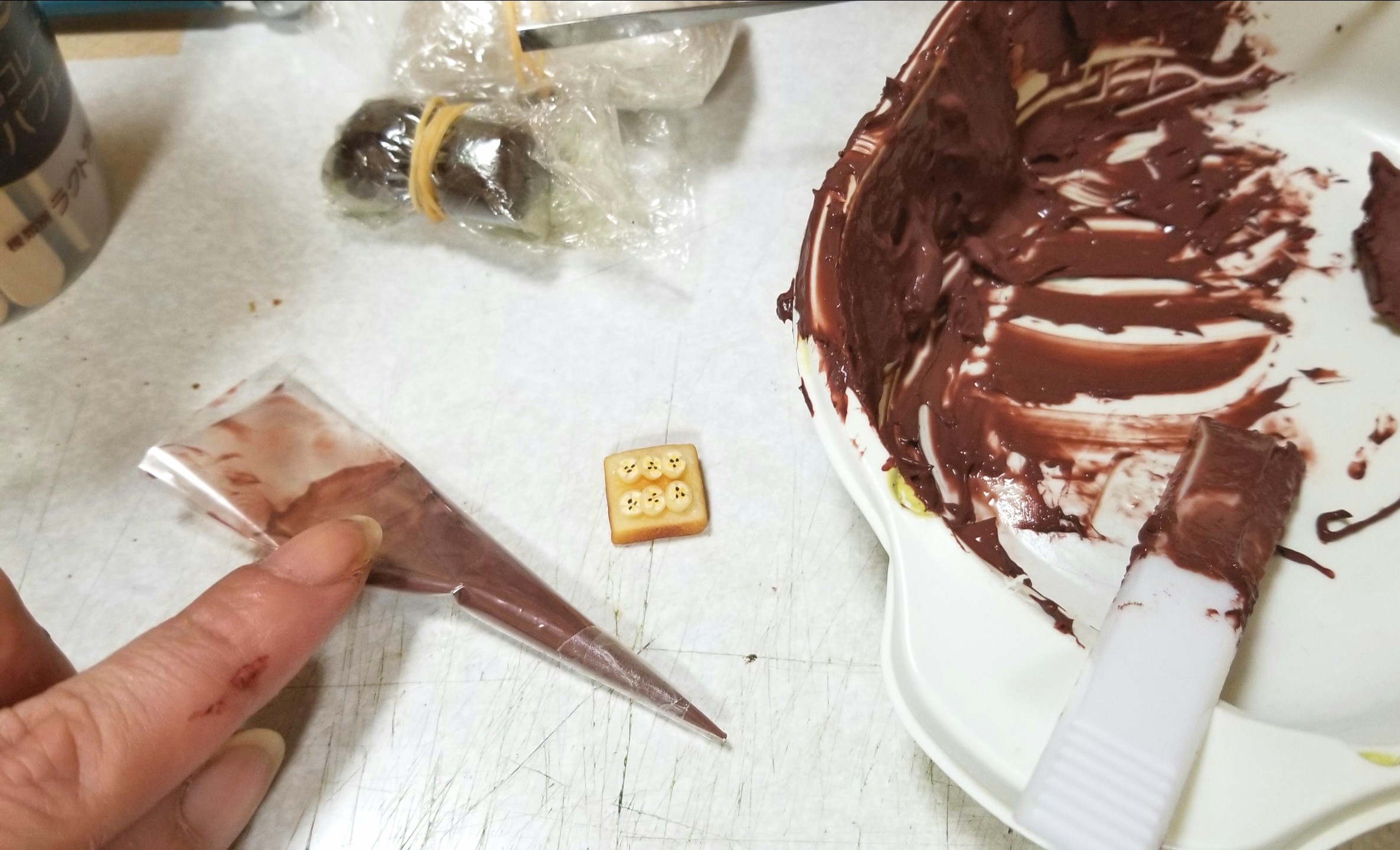 ミニチュアフード,チョコバナナトースト,作り方,食品サンプル
