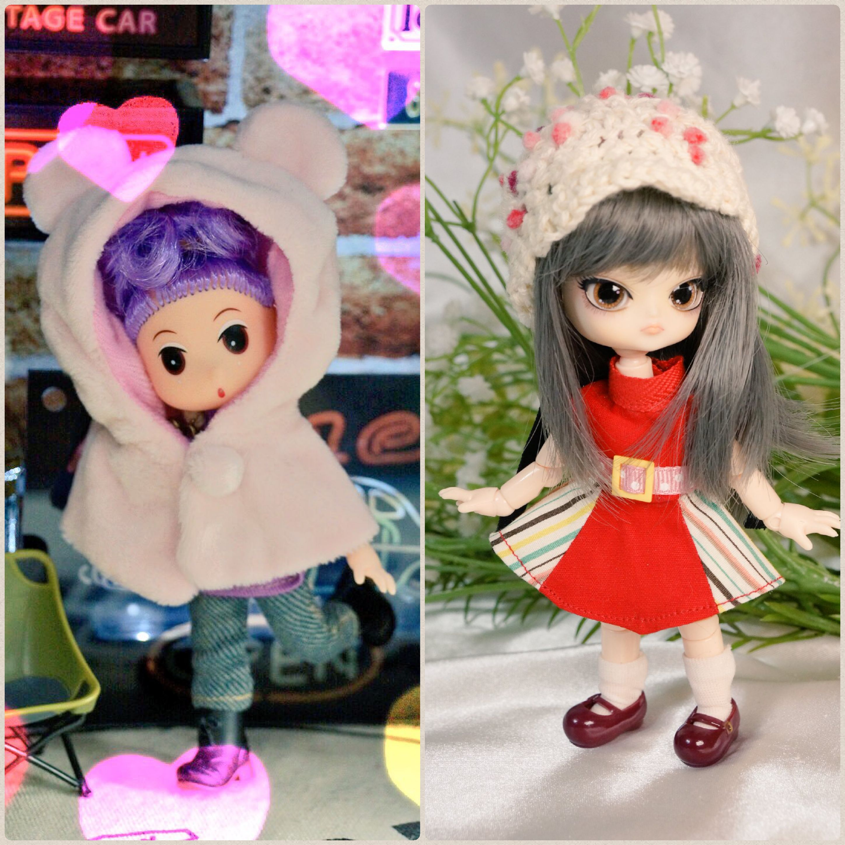 お洒落で可愛いドール,ドール服ワンピース,もこもこブーケ,お洋服