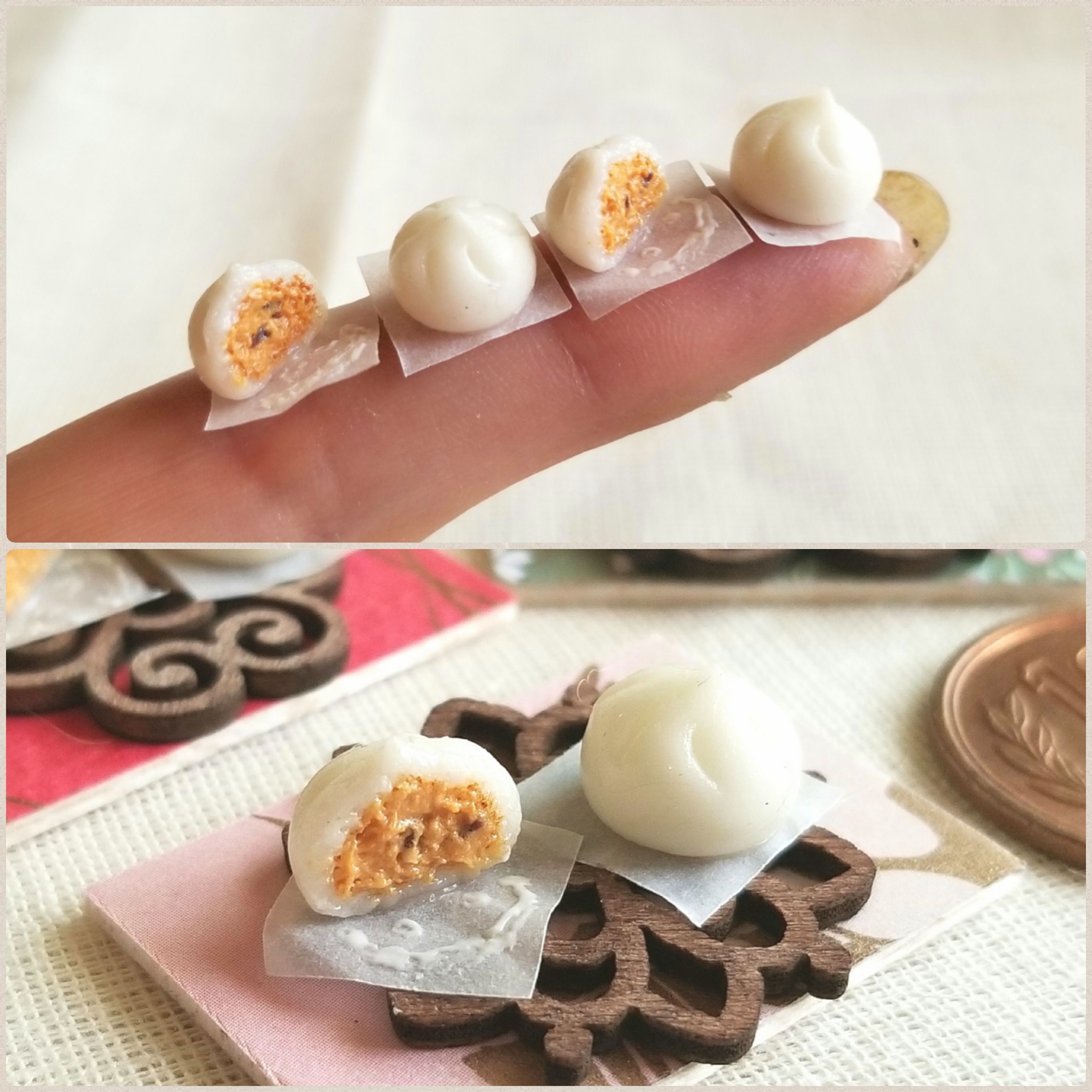ミニチュアフードブログ,おいしいほかほか肉まん,ミンネ,ドール小物