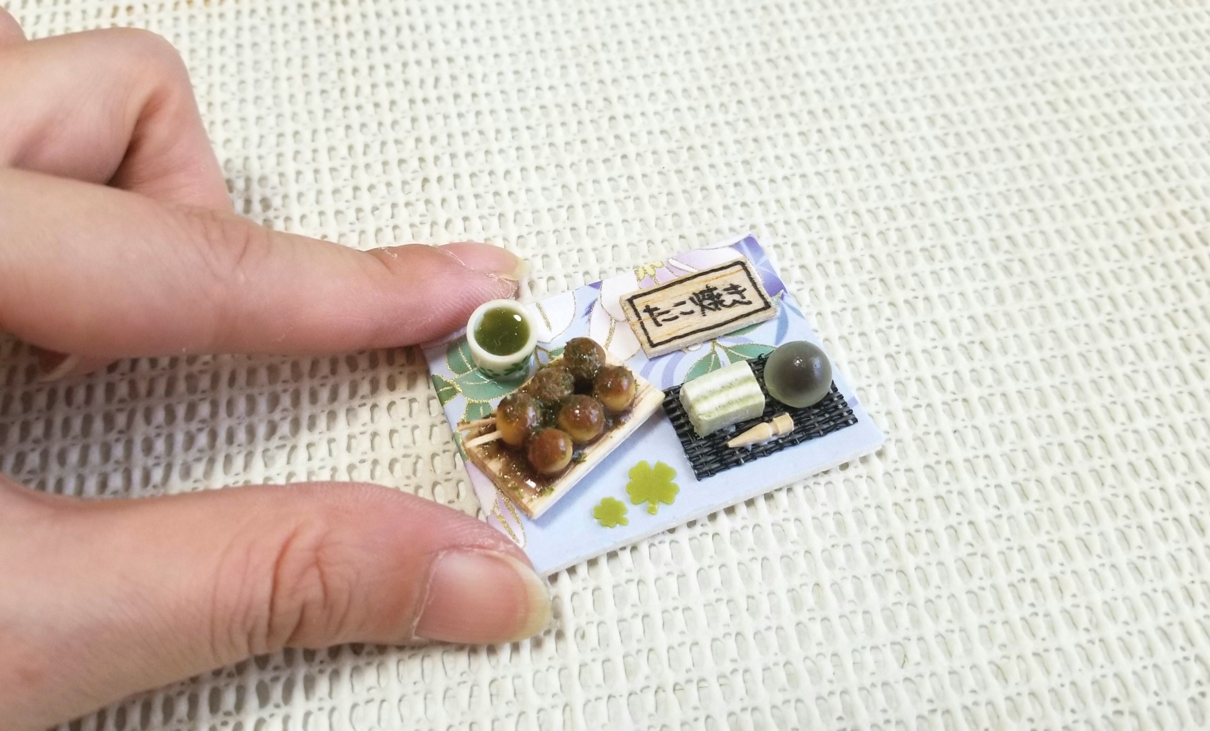 ミニチュアフード, たこ焼き, 樹脂粘土, ハンドメイド, 食品サンプル