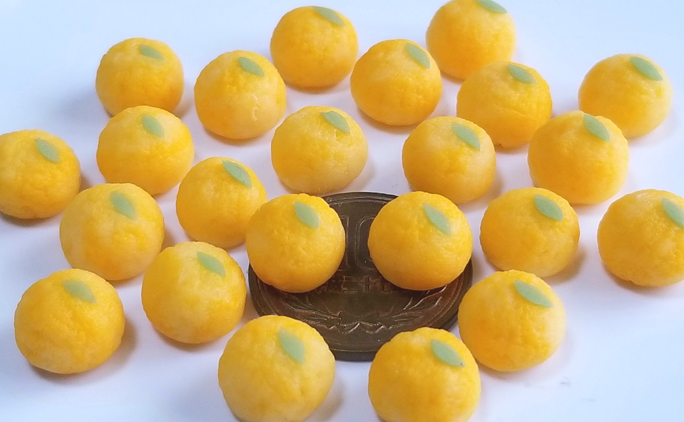 ミニチュア,和菓子,夏みかん大福,作り方,樹脂粘土,食品サンプル