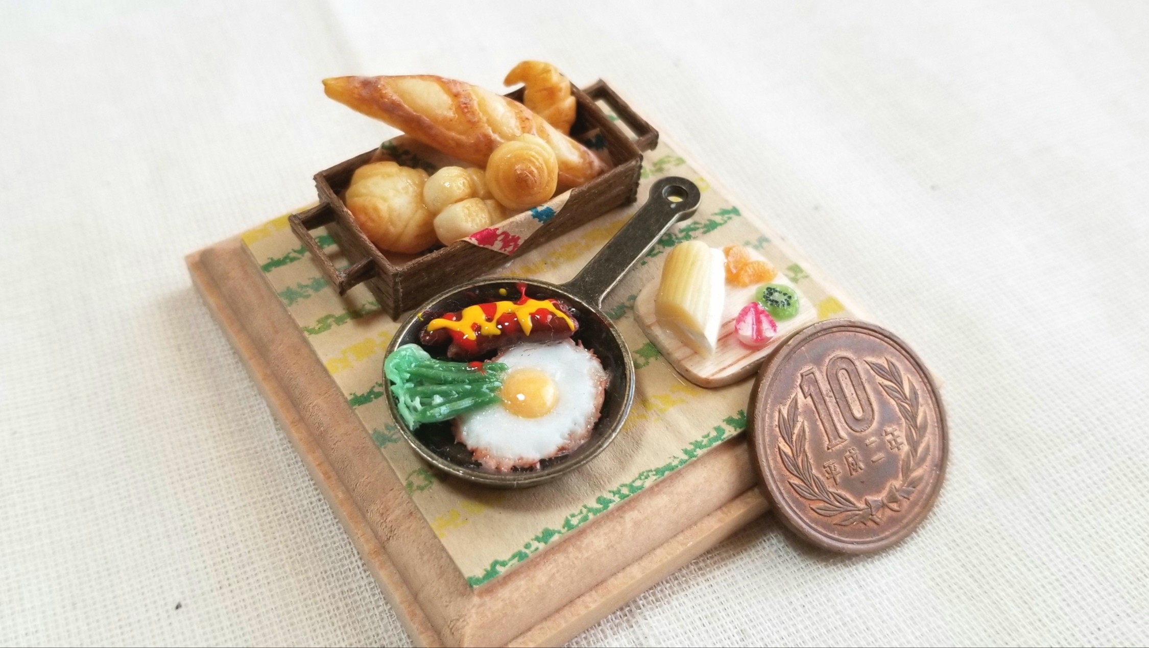美味しいパン屋のパンセット,モーニングセット,小さい,可愛い,粘土