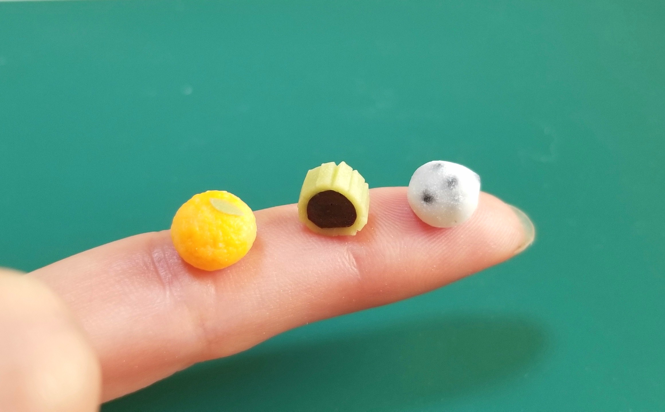 ミニチュア,和菓子,夏みかん大福,生菓子,抹茶,豆大福,樹脂粘土,食品
