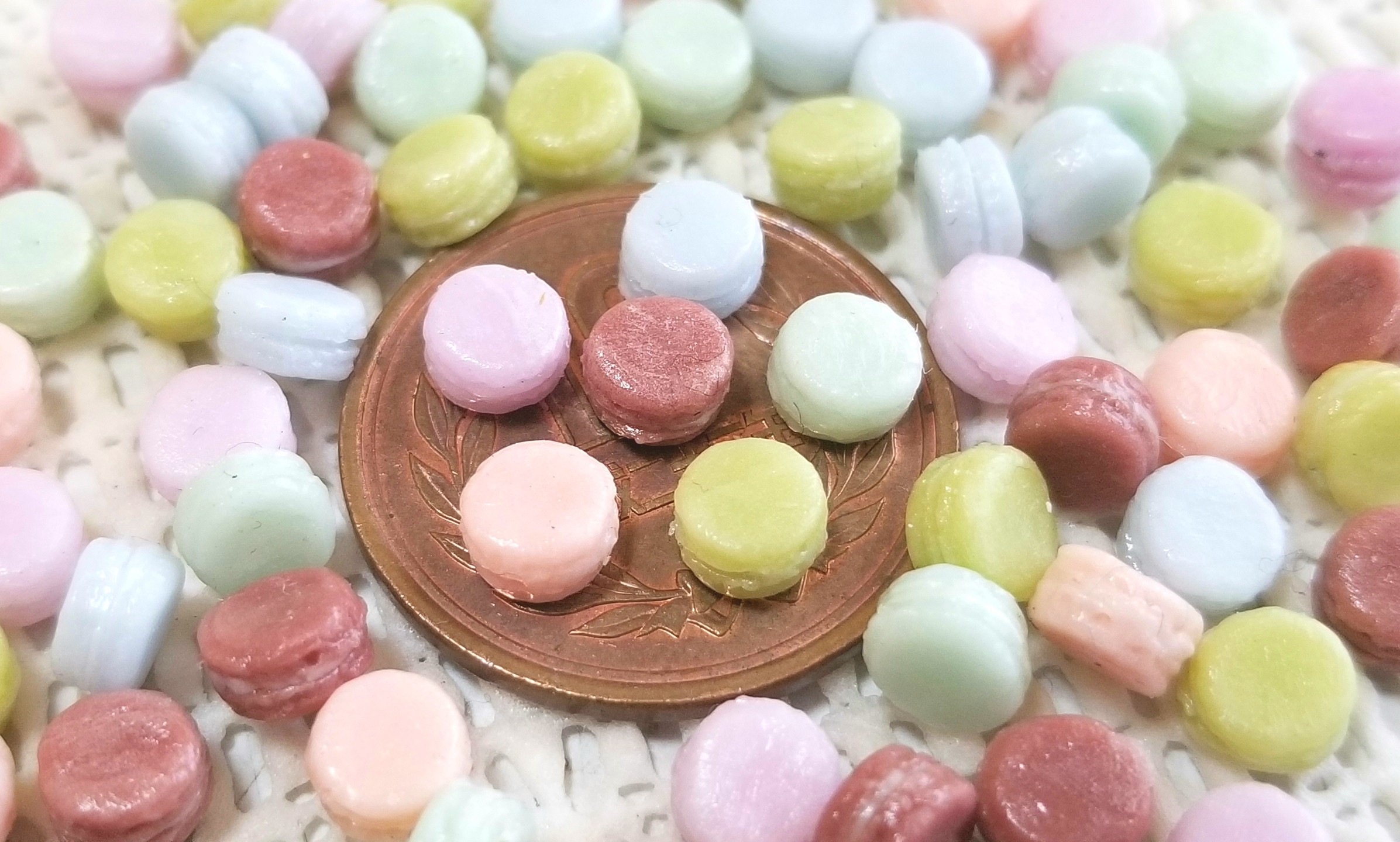 マカロン,ミニチュアフード,樹脂粘土,カラフル,ドールハウス,オビツ