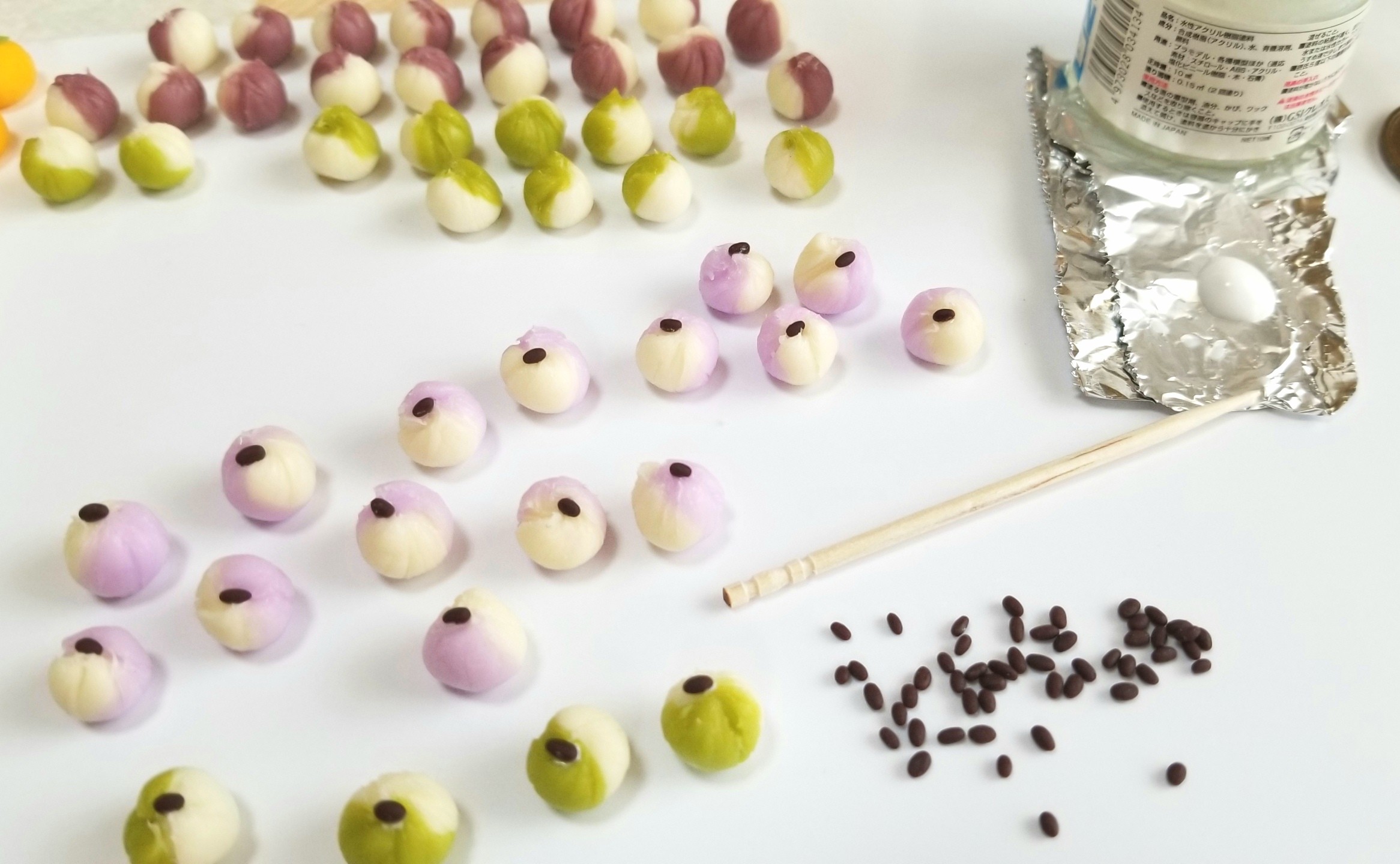 ミニチュアフード,和菓子,茶巾絞り,作り方,樹脂粘土,ドールハウス