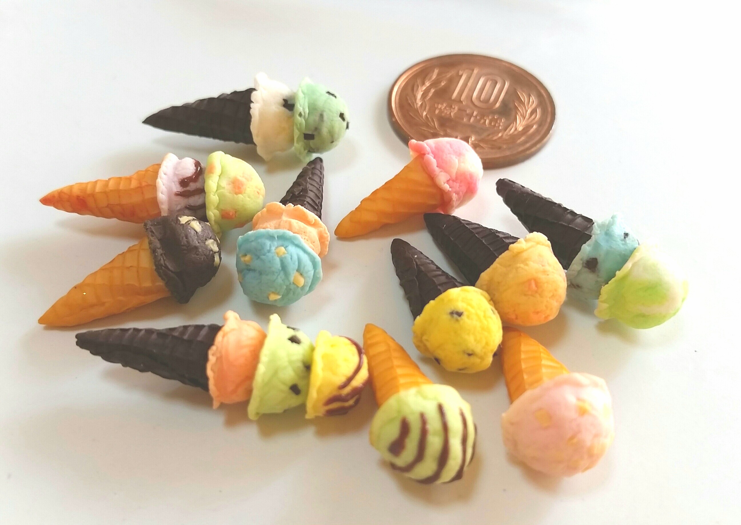 ミニチュアフード,アイスクリーム,樹脂粘土,フェイク,ドール用,人形