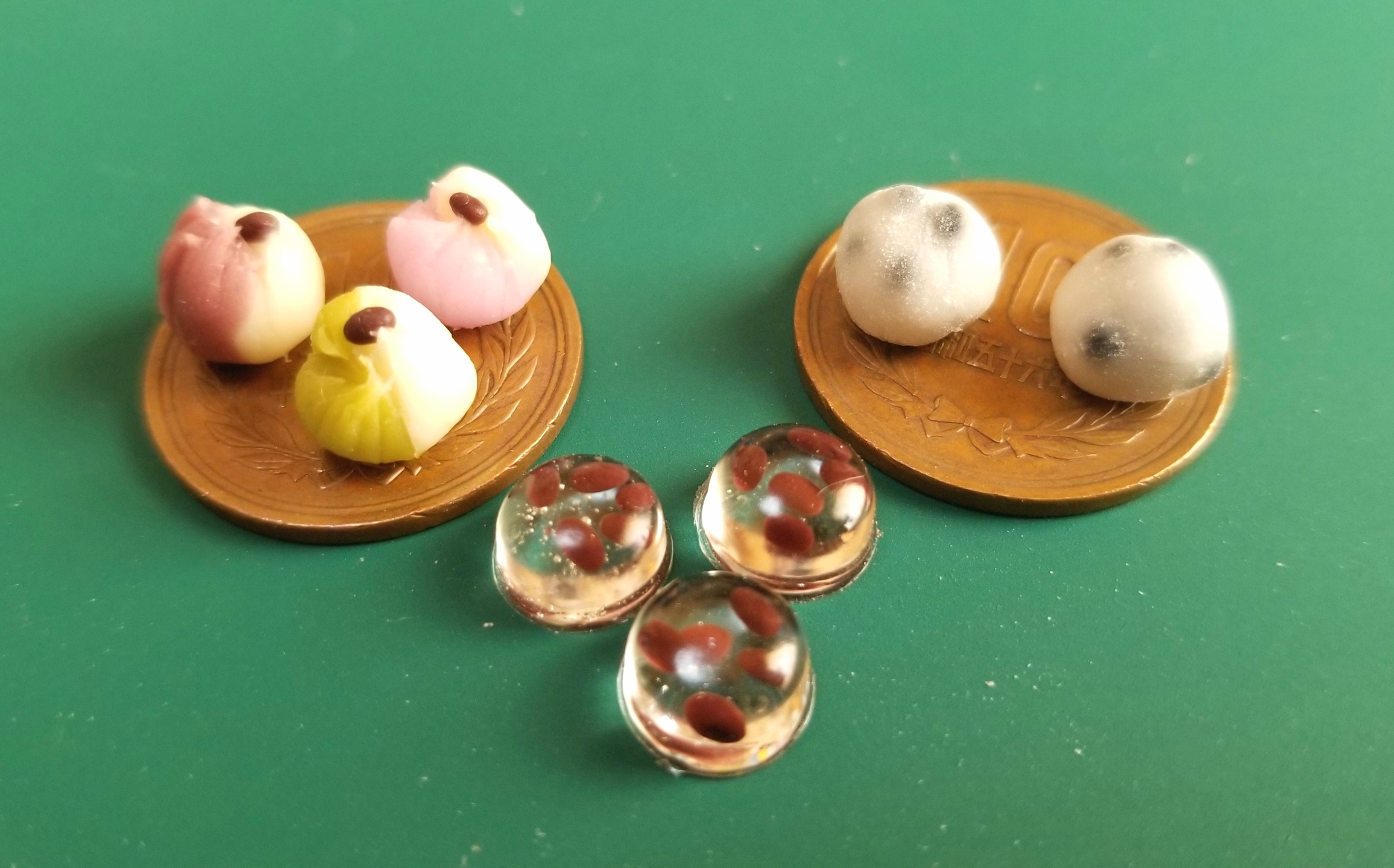 ミニチュアフード,和菓子,豆大福,水ようかん,練りきり,樹脂粘土,食品