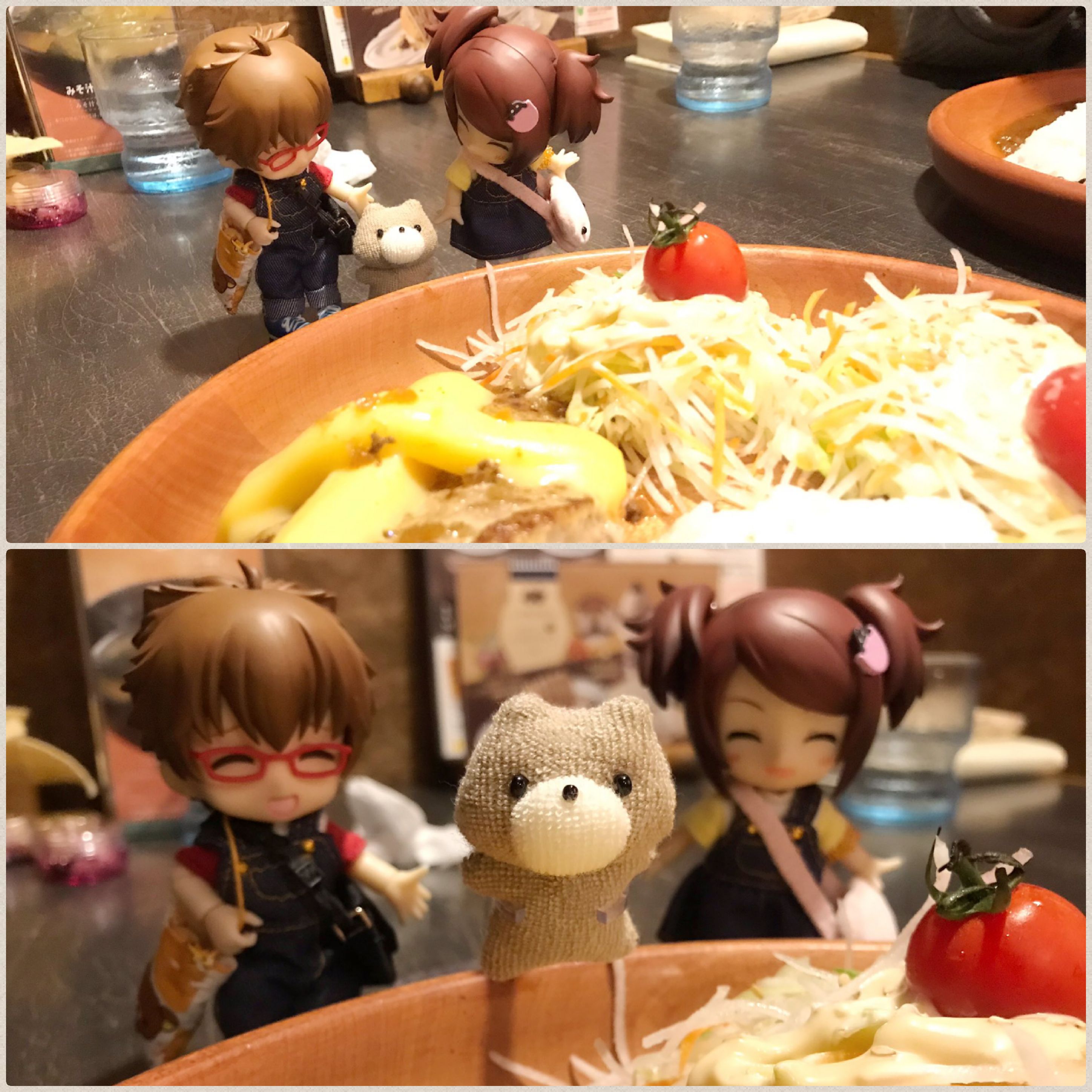 かわいいキューポッシュ,おでかけ外食,ご飯,ドール,くまのグリちゃん