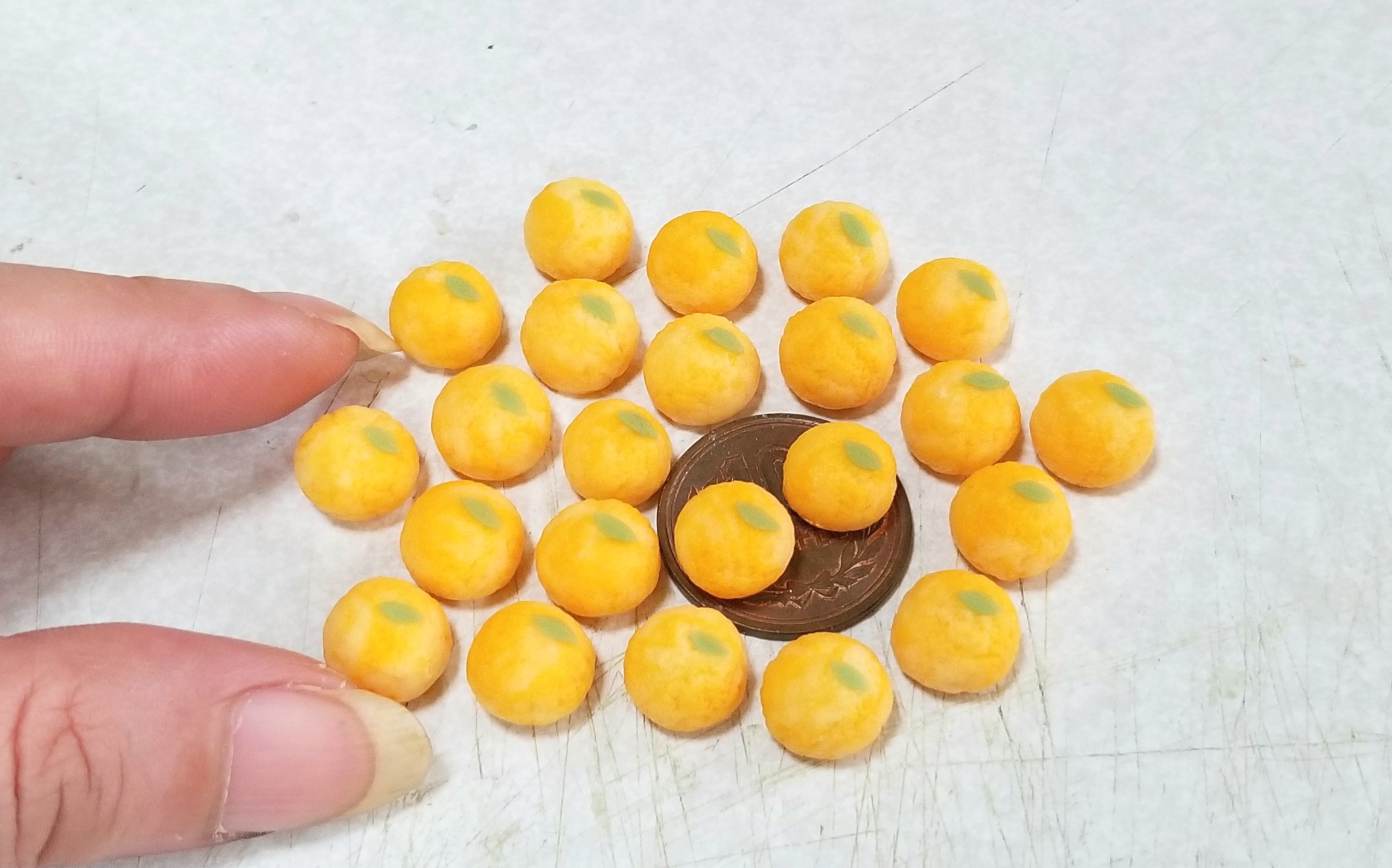 ミニチュア,和菓子,夏みかん大福,作り方,樹脂粘土,ハンドメイド