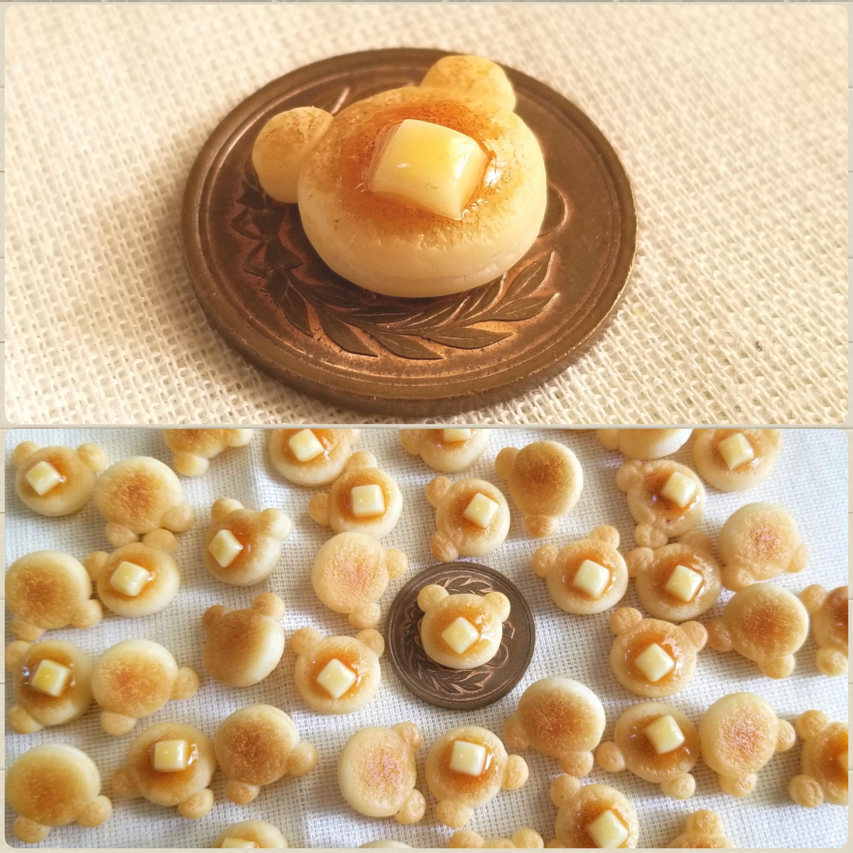 ミニチュアフード,クマちゃんホットケーキ,樹脂粘土,ミンネで販売中