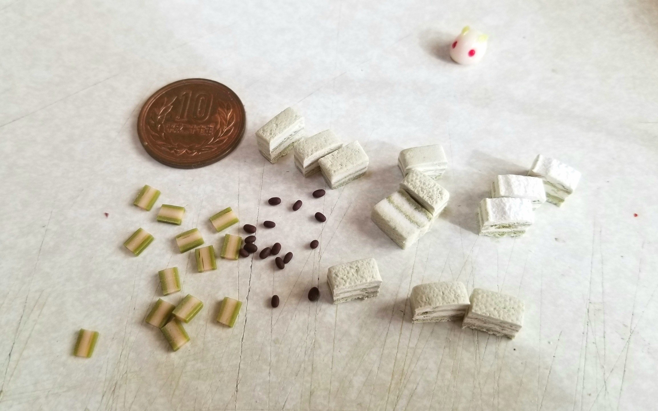 ミニチュアフード,和菓子,抹茶ムース,洋菓子,樹脂粘土,紙粘土