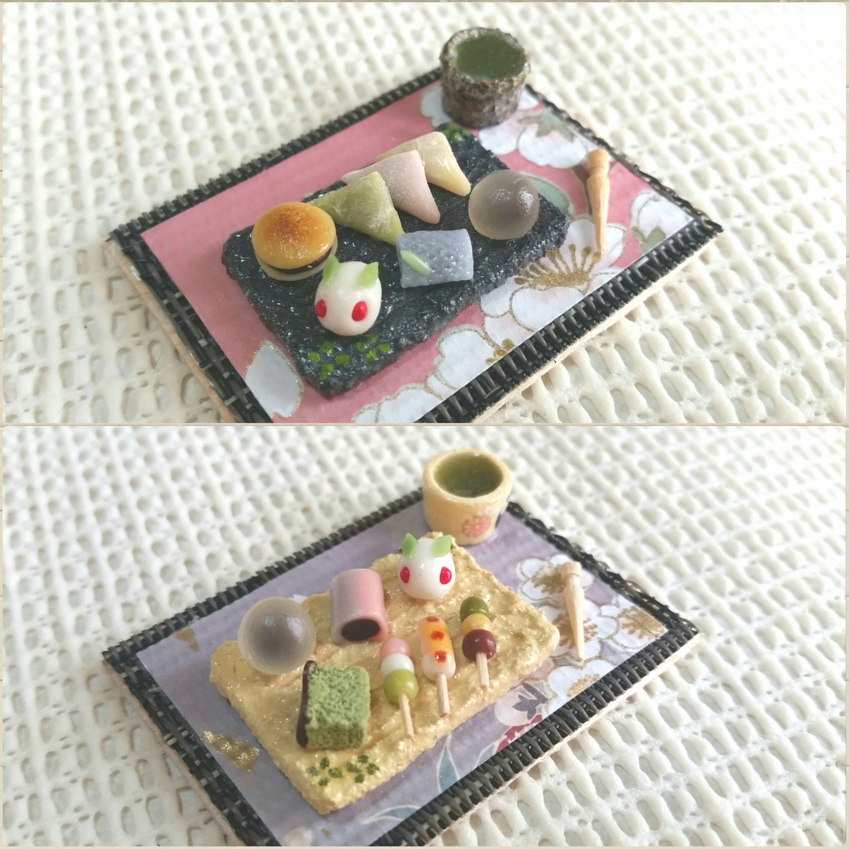ミニチュアフード,甘味セット,和菓子,樹脂粘土,ドール用小物,お団子