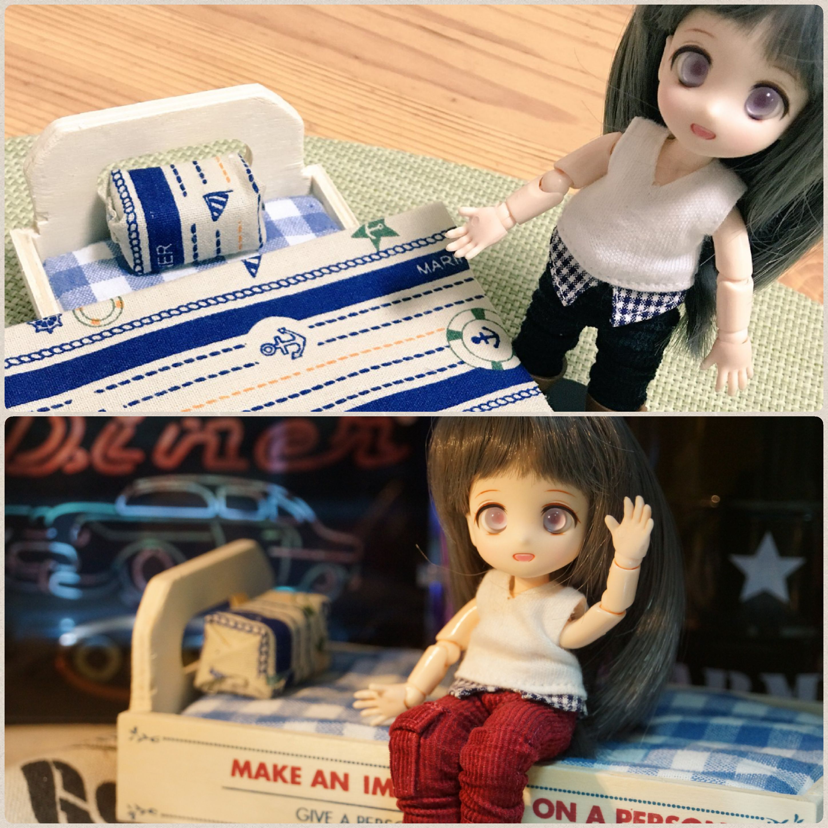 あまむす楪,可愛いミニスウィーツドール,新しいベッドをハンドメイド