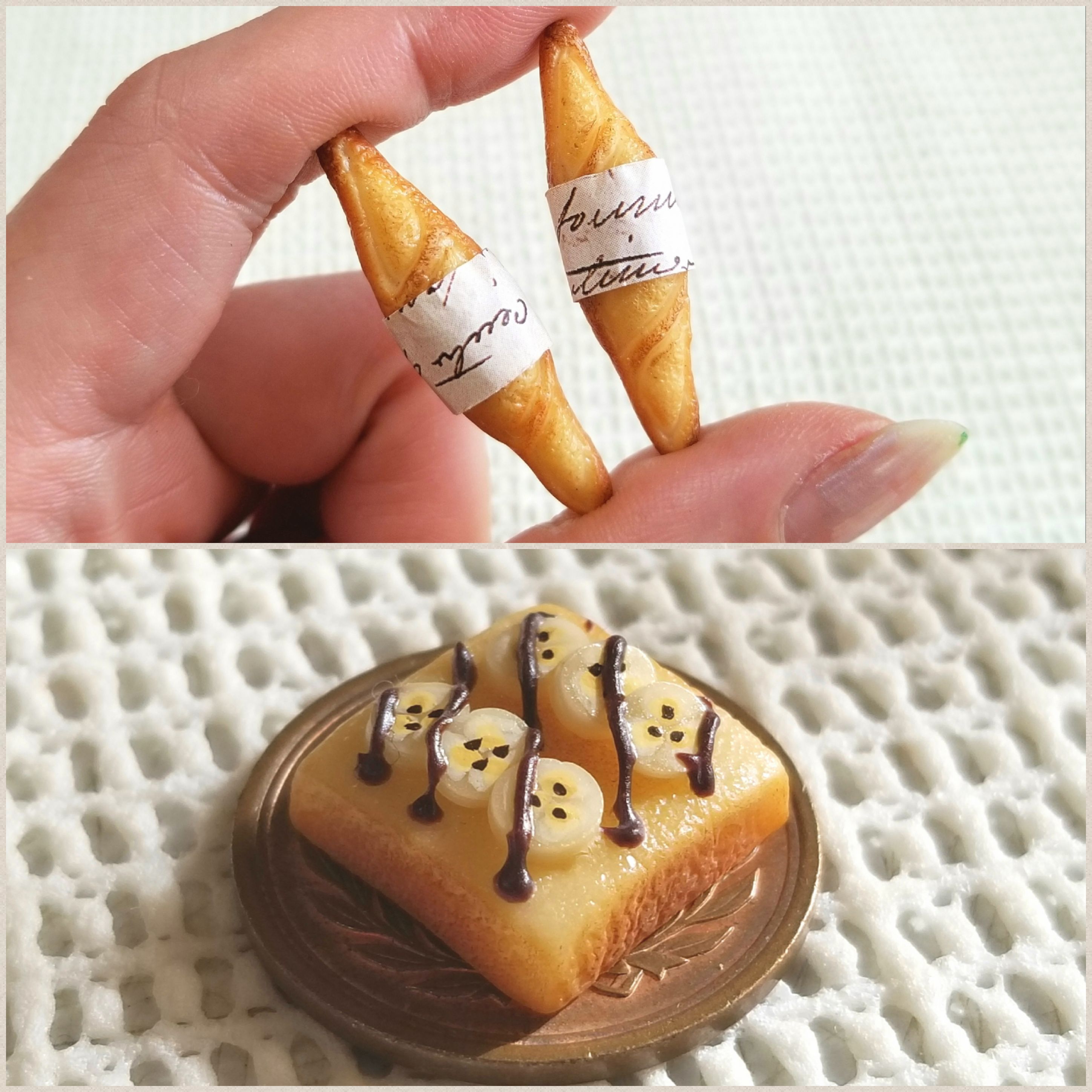 ミニチュアフード,バケット,食パン,トースト,チョコバナナ,おいしい