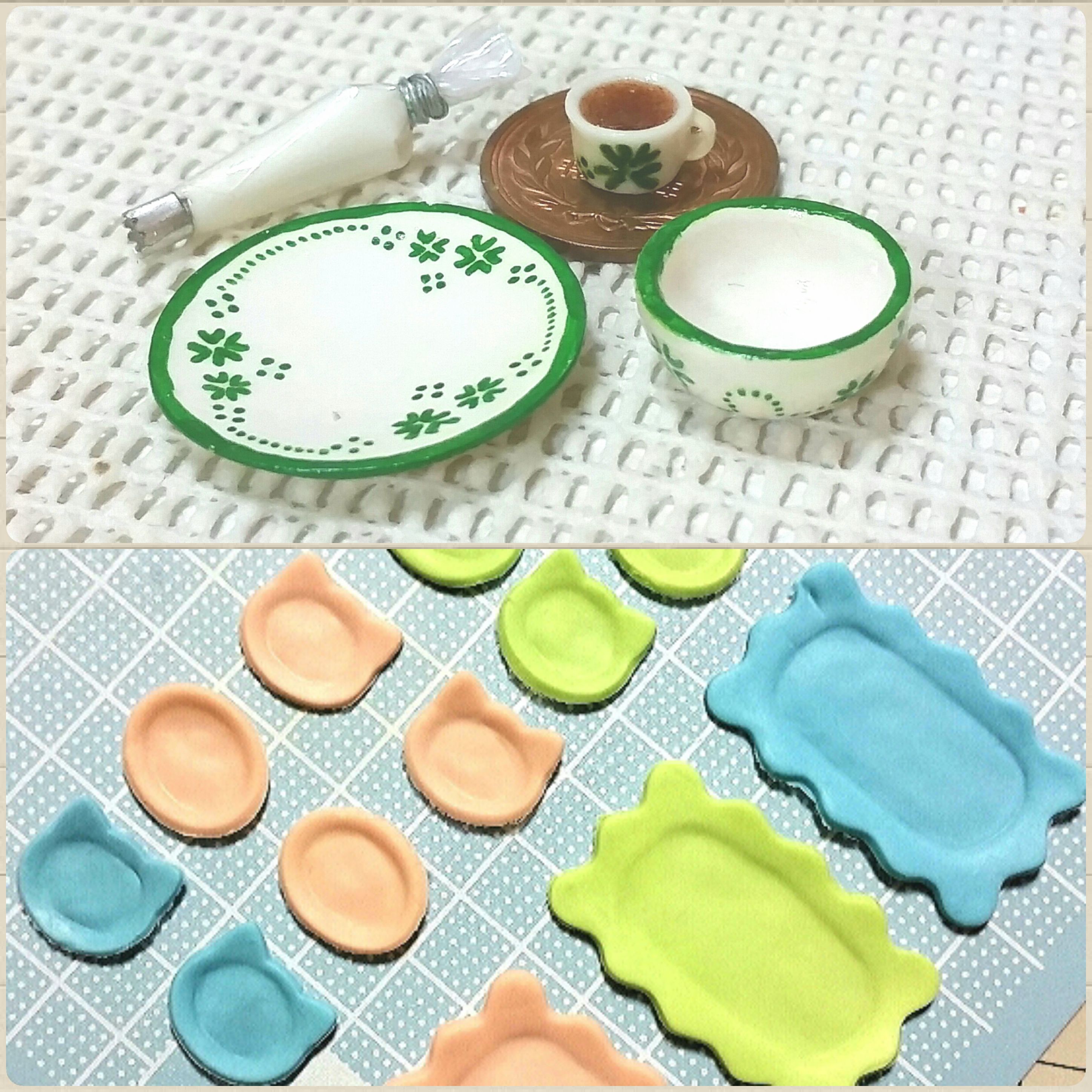 過去作品,ミニチュアフード,お皿,食器,石塑粘土,ドールハウス,人形用