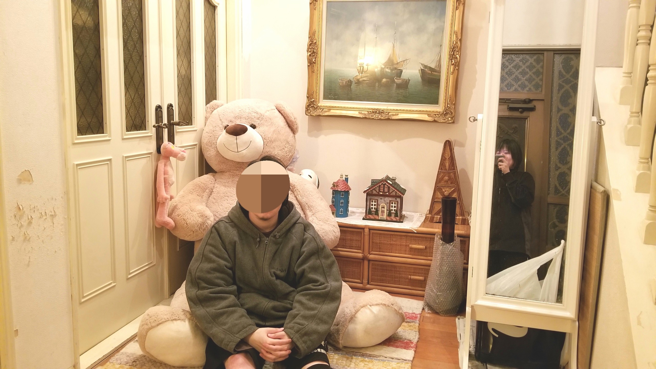 親戚の家でいとこ記念写真,統合失調症,徐々に回復,仲良し訪問お邪魔
