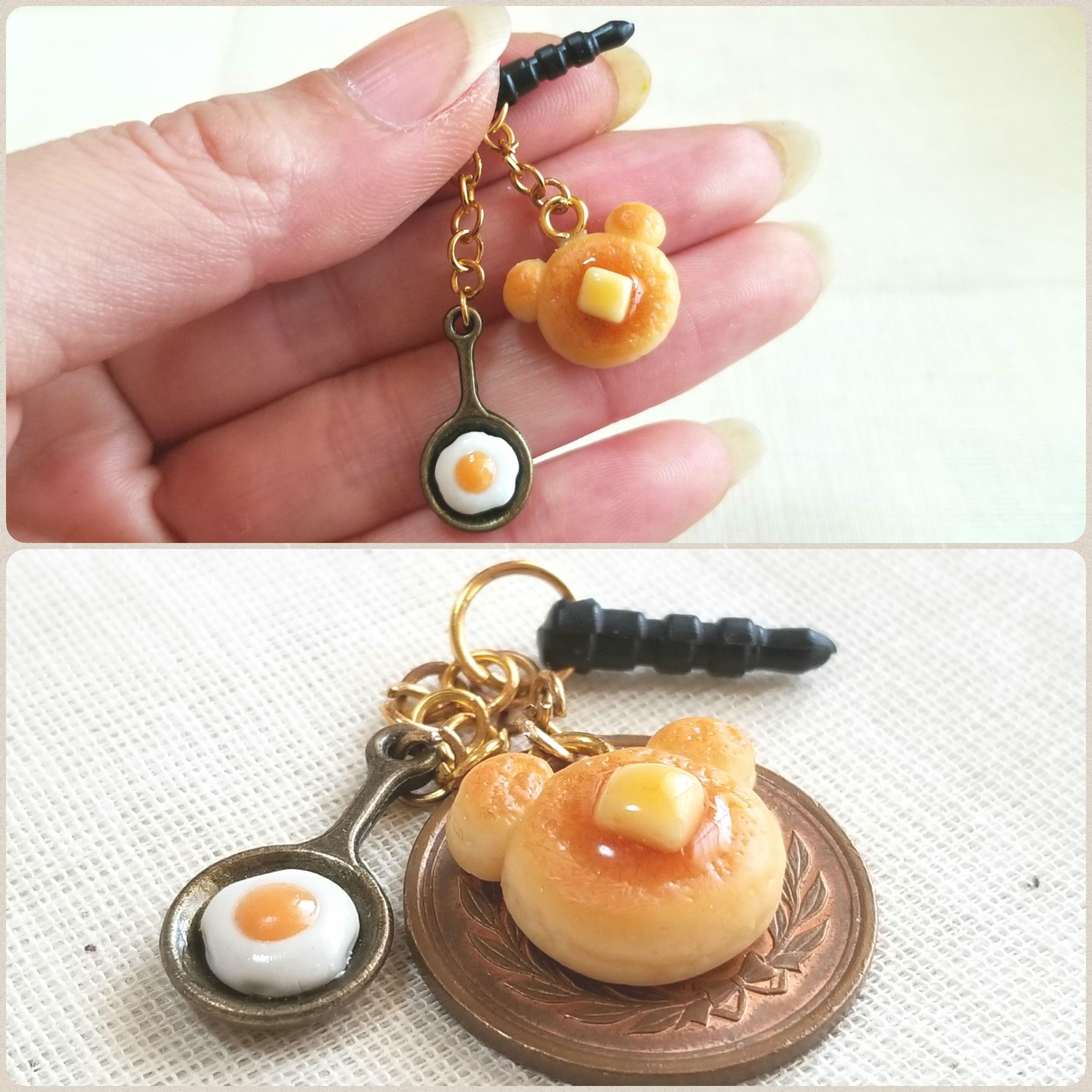 ハンドメイドアクセサリー,ホットケーキ,可愛いイヤホンジャック,