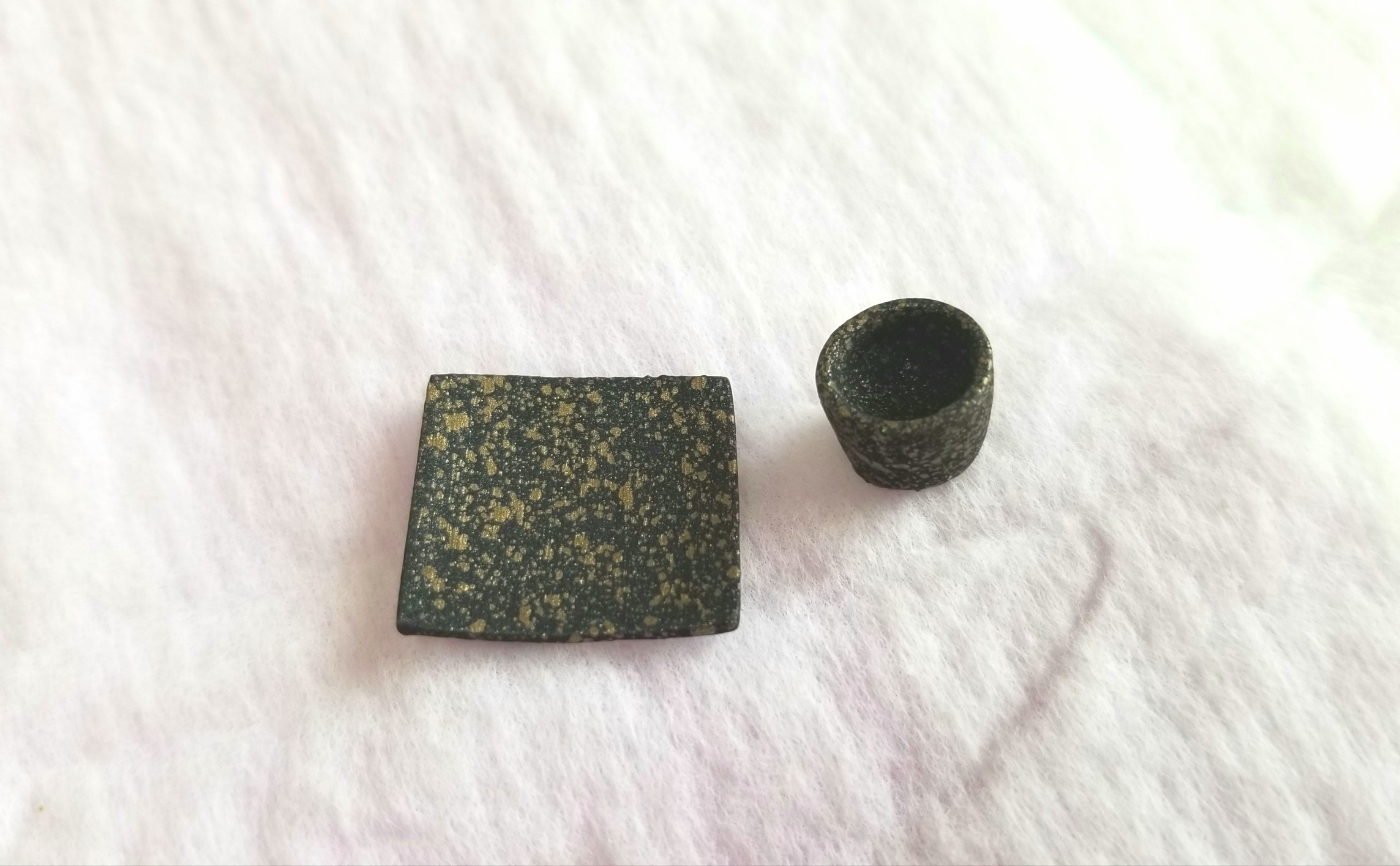 ミニチュアフード,お皿,湯呑み,和風,食器,作り方,着色,石粉粘土,石塑