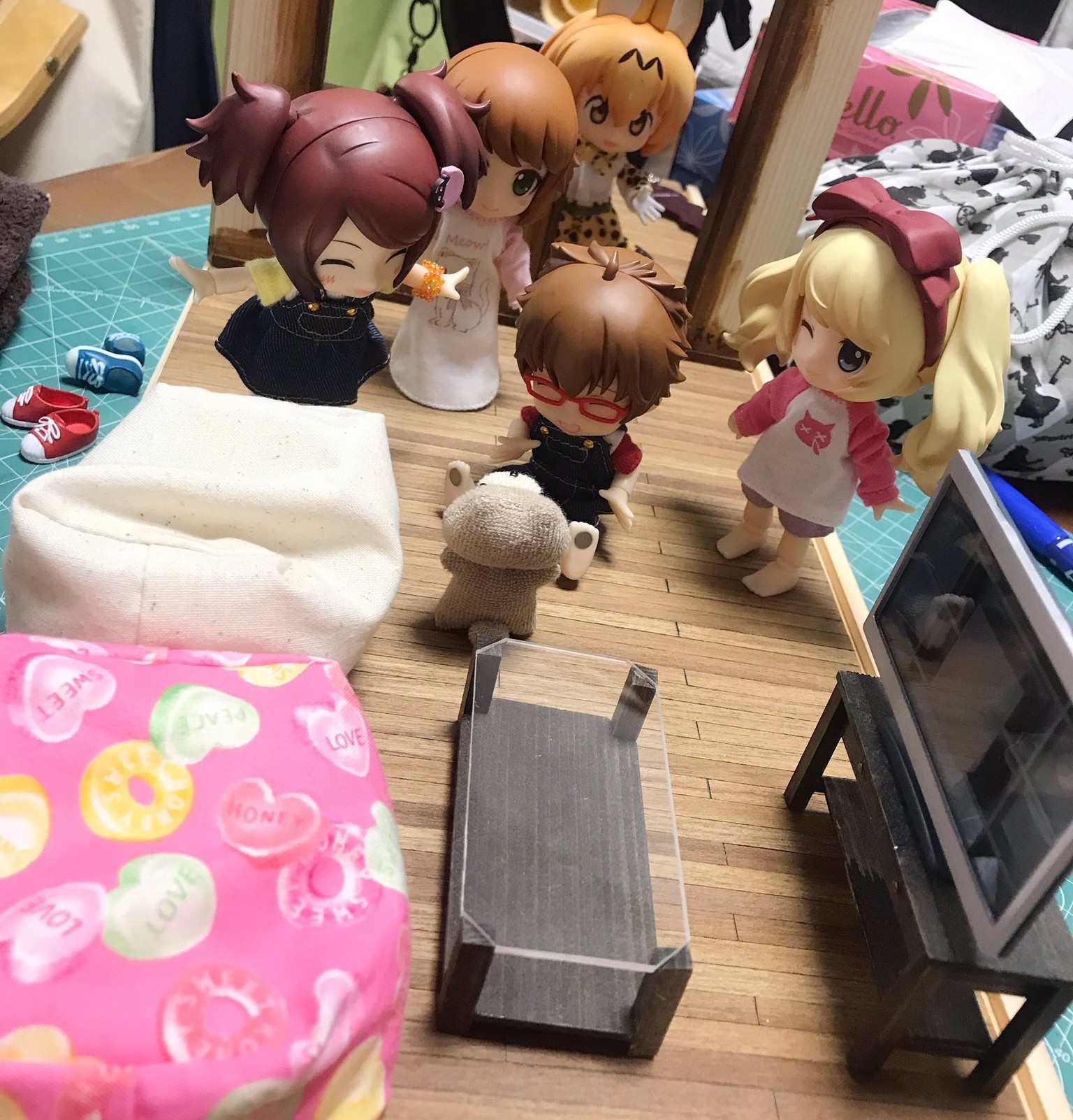 キューポッシュ遊び,撮影,アン,ディノ,こぐまグリちゃん,ドール小物