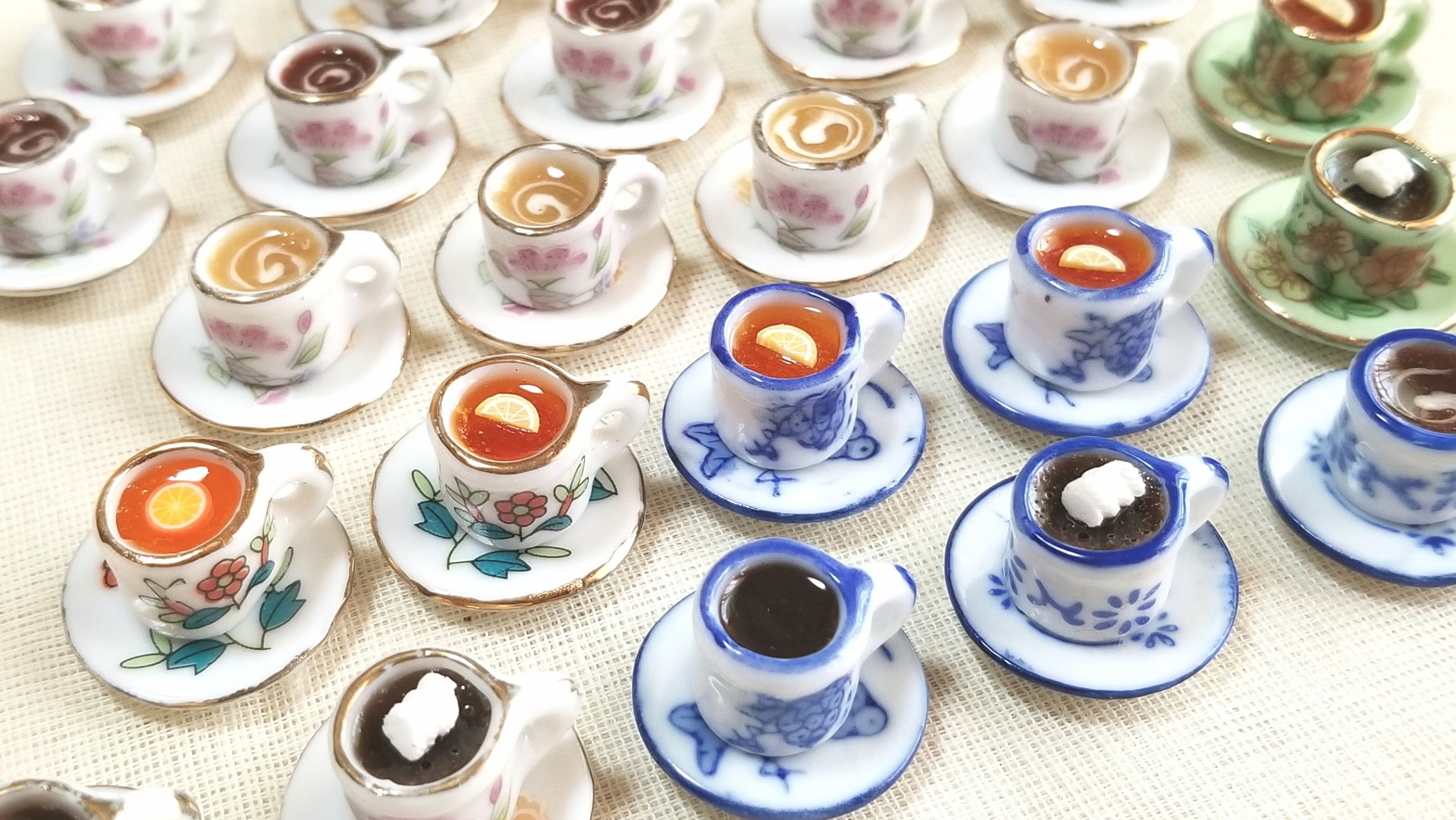 ミニチュアフード,陶器,カップ,レモンティー,ミルク,ラテ,コーヒー