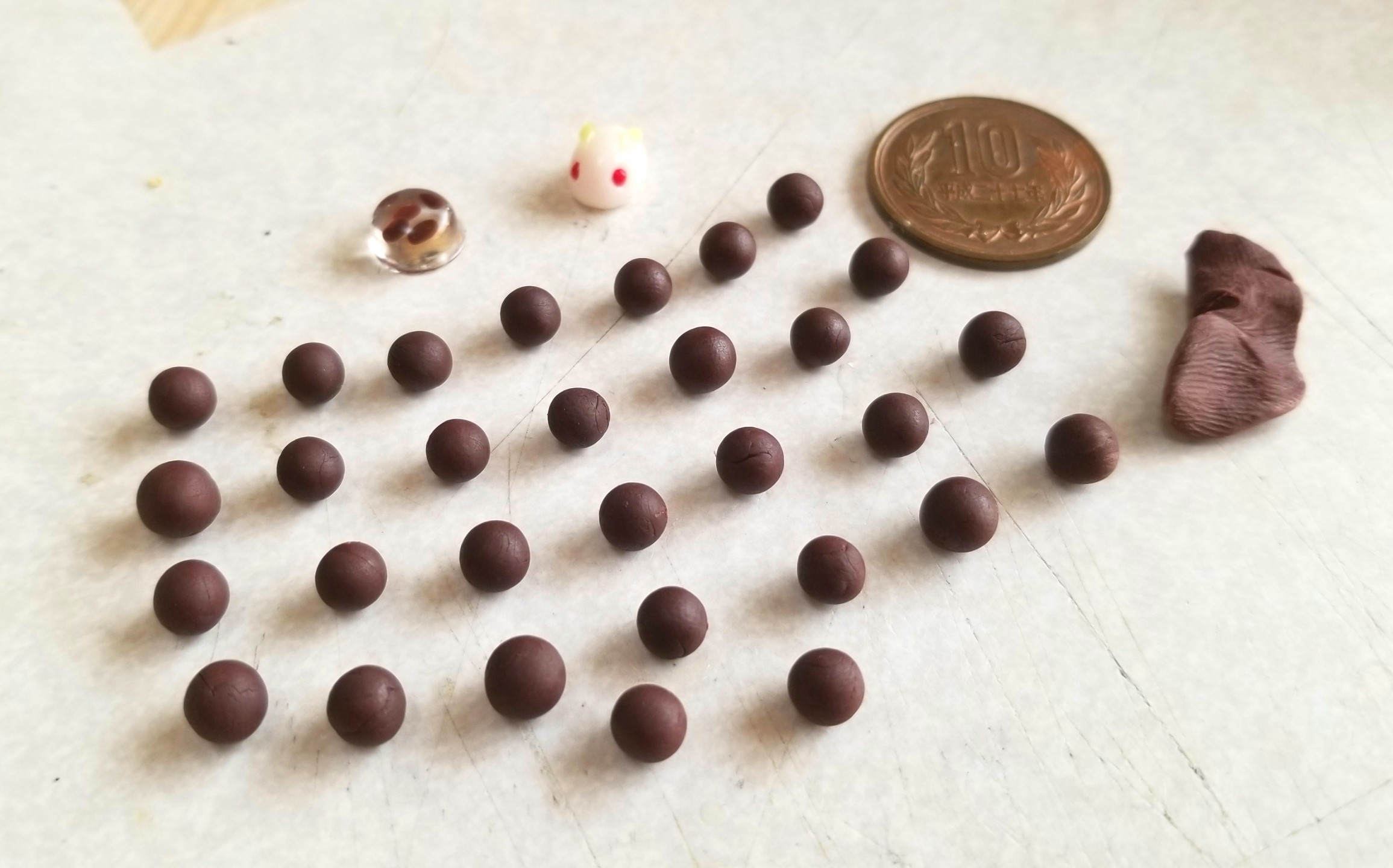 ミニチュアフード,豆大福,あんこ玉,和菓子,作り方,樹脂粘土