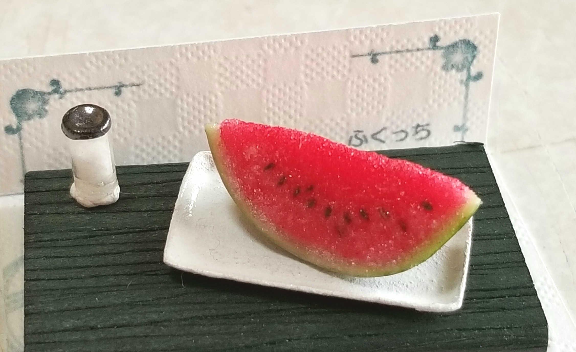 ミニチュア, ミニチュアフード, ふくっち, スイカ, 塩, 樹脂粘土