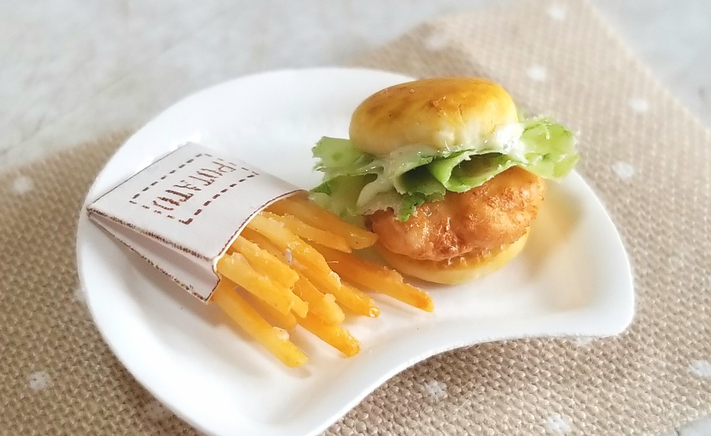 ミニチュア, ミニチュアフード, ふくっち, ハンバーガー, 樹脂粘土