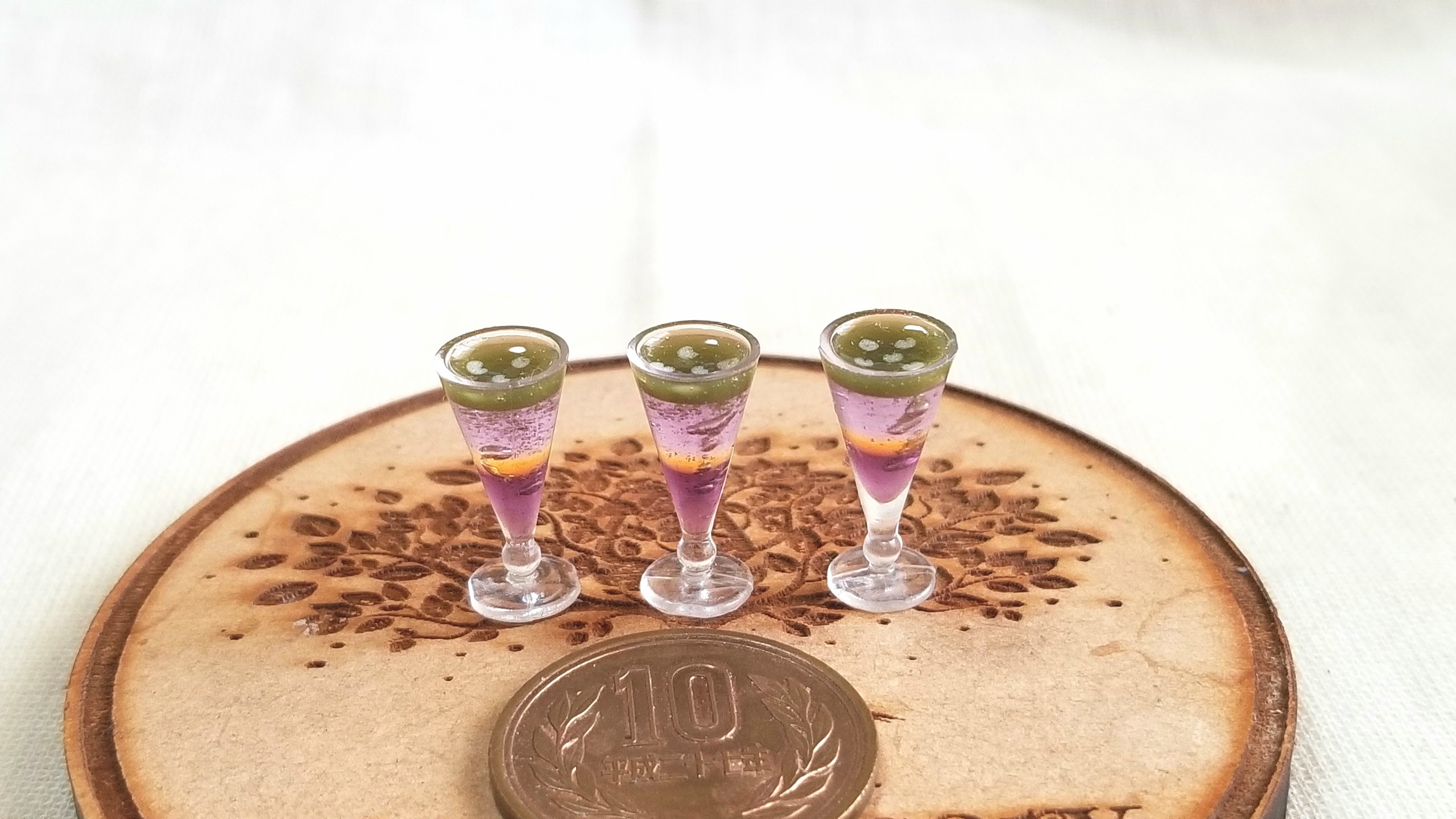 ミニチュアフード,レジン,ぶどうのカクテル,,ミンネで販売中,人形