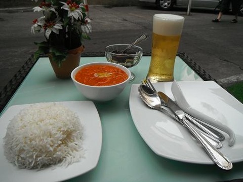 チキンカレーとビール