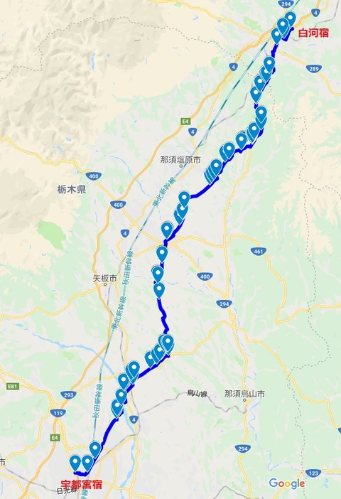 旧奥州街道地図