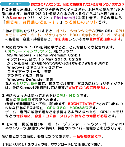 PCメモ:Speccy