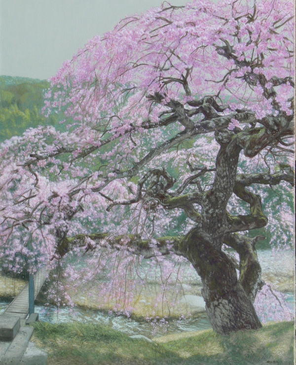 一足お先に枝垂桜の風景画(油絵) : デッサン画は楽しく(絵画 一足お先に枝垂桜の風景画(油絵) : デッサン画は楽しく(絵画