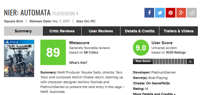 NieR- Automata for PlayStation 4 Reviews - Metacritic