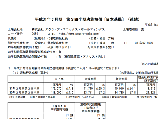 2019(平成31)年3月期 第3四半期 決算短信