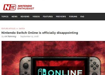 任天堂専門の海外ゲームメディアがニンテンドースイッチオンラインを酷評「とても失望した。ユーザーから金を巻き上げてるようにしか見えない