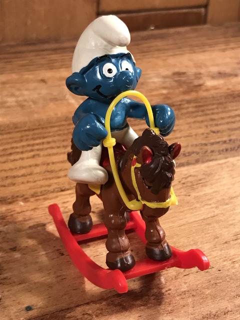 Vintage Schleich Smurf “Rocking Horse” PVC Figure (3)