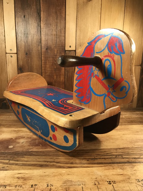 Vintage Mini Wood Rocking Horse (2)