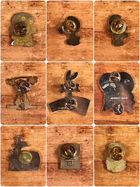 Vintage Character Metal Pins (6)