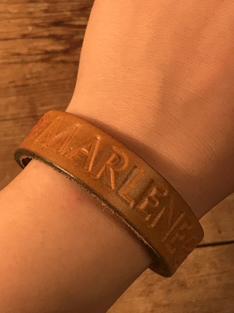 vintage american name leather bracelet (231)