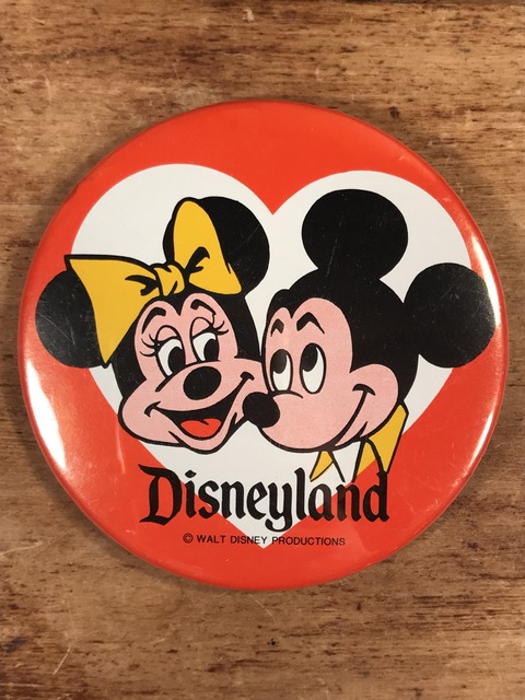 Vintage Disneyland Mickey & Minnie Mouse Metal Pinback (1)