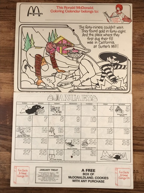 Vintage Ronald McDonald Sticker Fun Coloring Calendar (11)