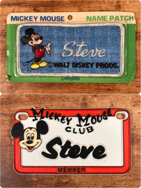 Vintage Disneyland Mickey Mouse Name Patch & Plate
