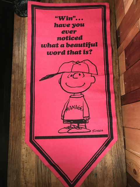 Vintage Peanuts Snoopy Charlie Brown “Win...” Felt Banner (1)