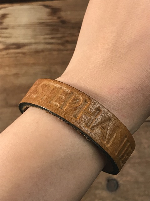 vintage american name leather bracelet (275)